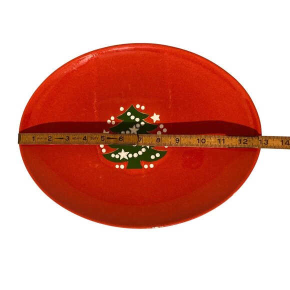 Waechtersbach CHRISTMAS TREE 13" Oval Platter Tray Red Germany Holiday - Picture 3 of 4